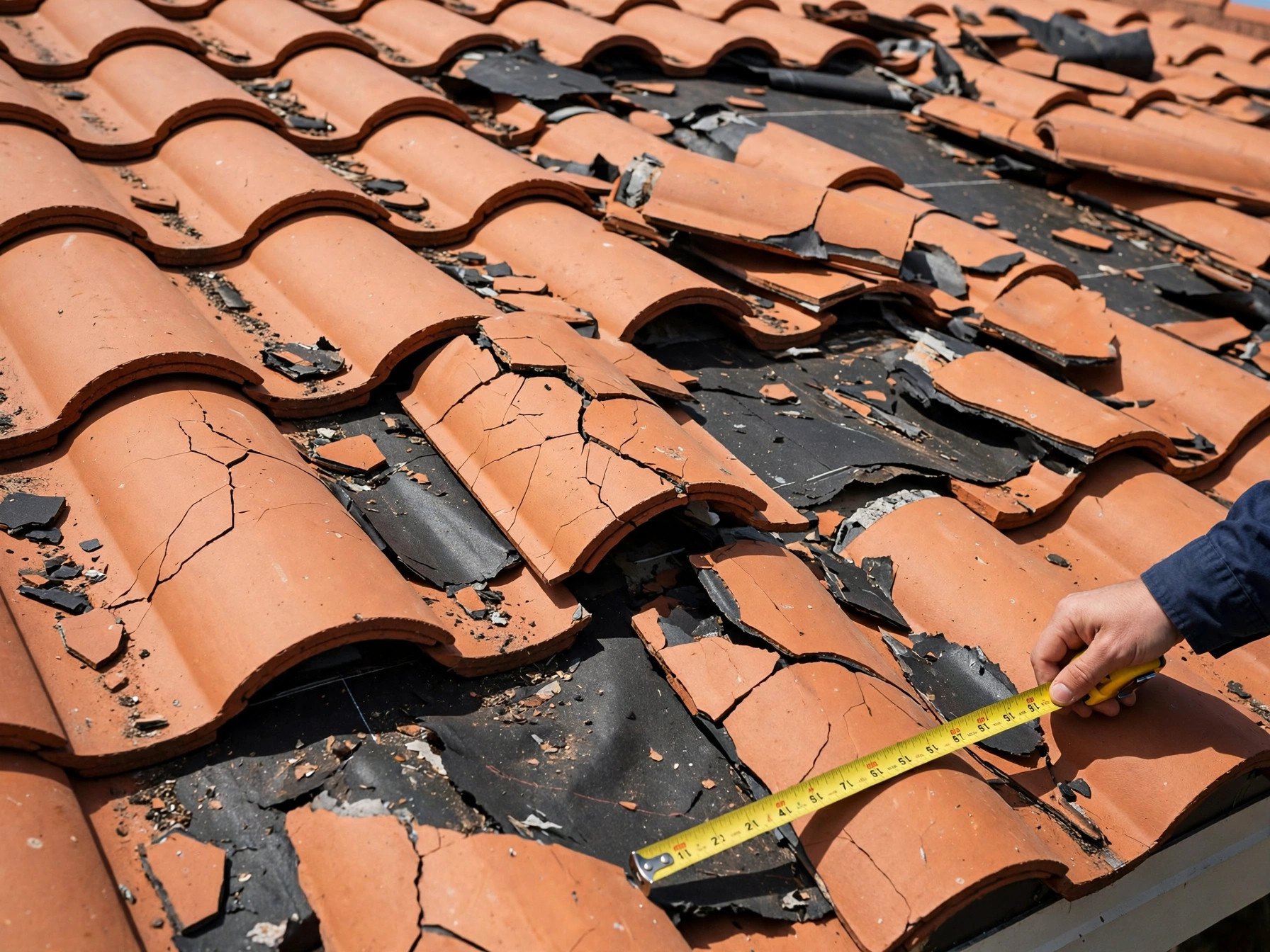Florida residential roof damage measured during an appraisal inspection